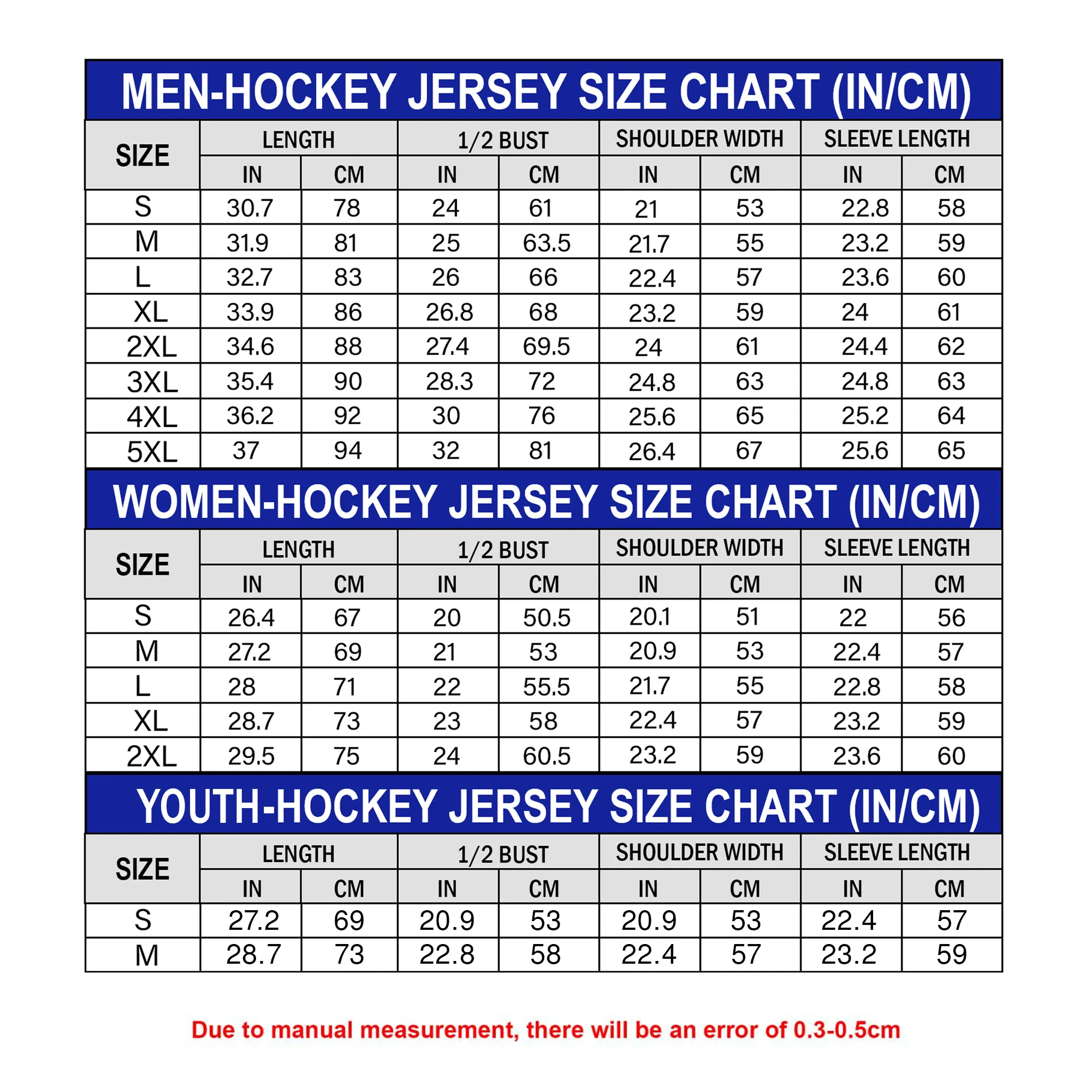 Hockey Jersey Size