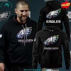 2024 Philadelphia Eagles Crucial Catch Intercept Cancer Black Hoodie