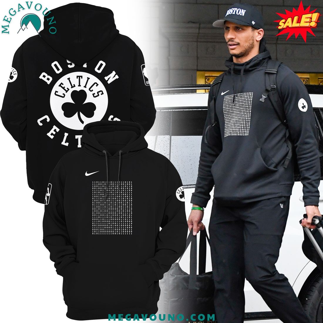 Boston Celtics Binary code 2024 Pullover Black Hoodie