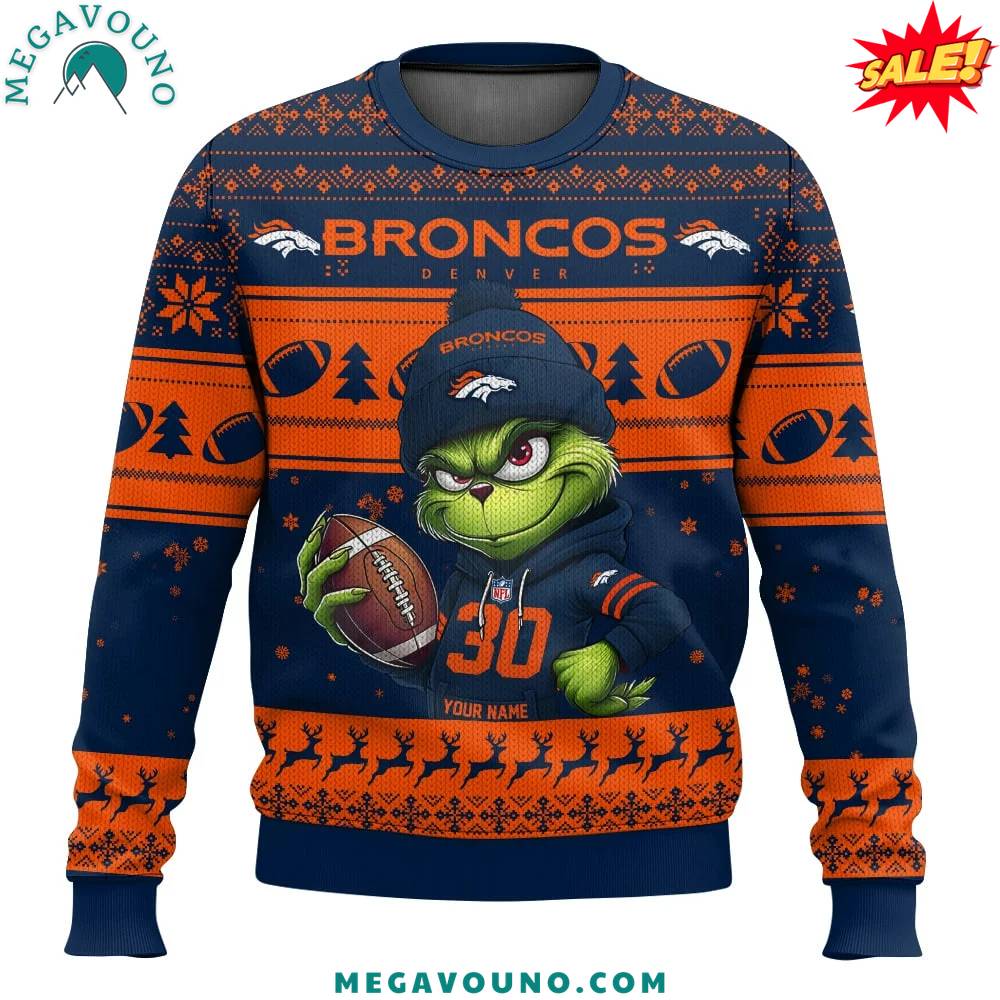 Denver Broncos X Grinch Ugly Sweater