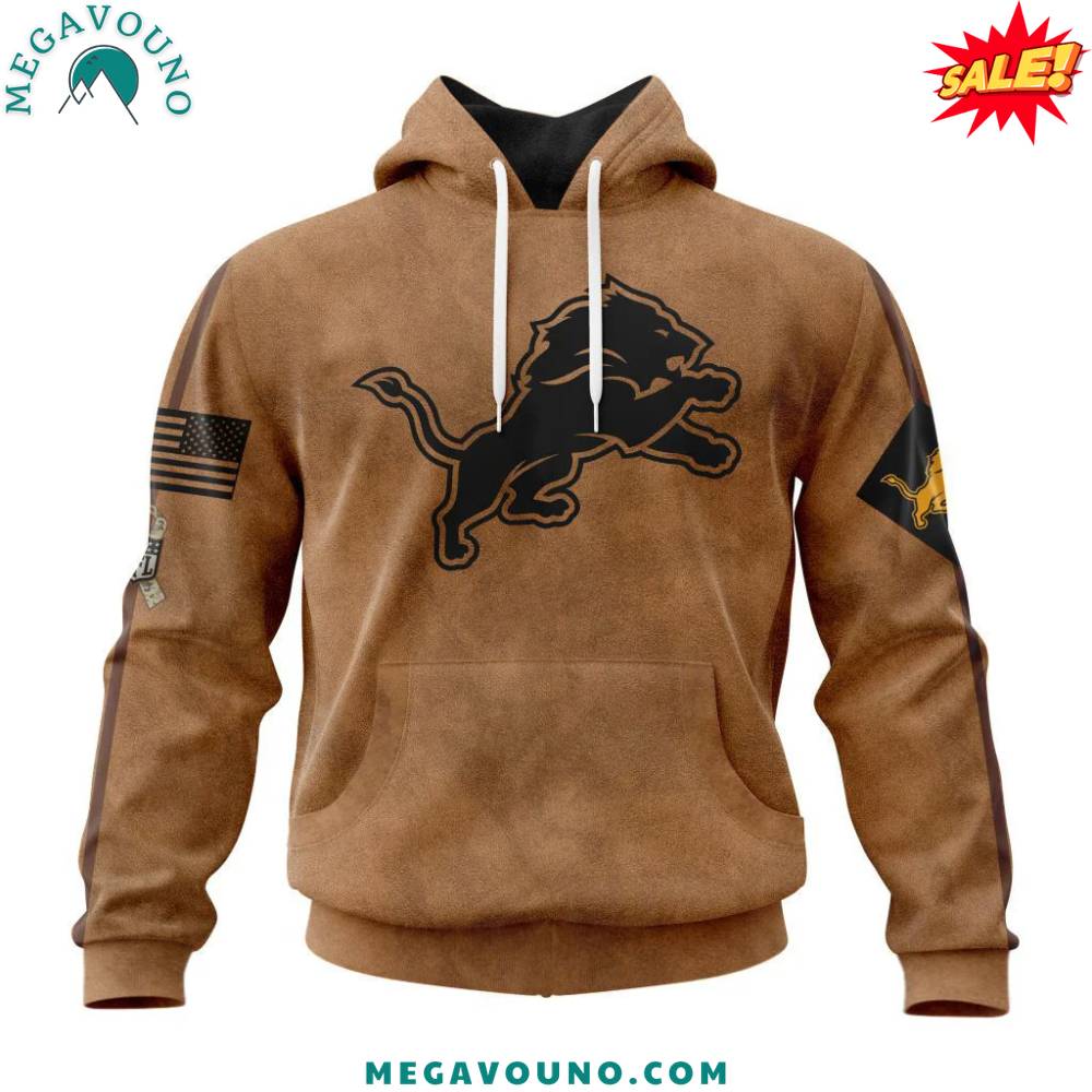 Detroit Lions Salute To Service Veterans Day Brown Hoodie