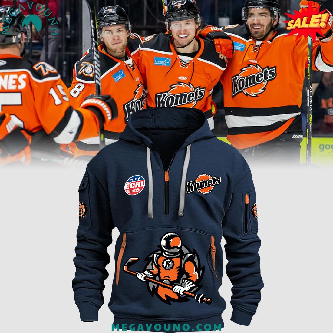 Fort Wayne Komets ECHL Champions Half Zip Hoodie