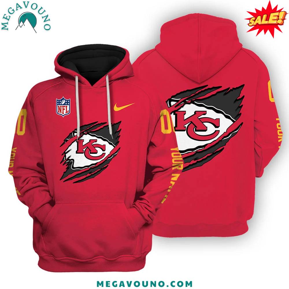 Kansas City Chiefs Team Custom Name and Number Hoodie