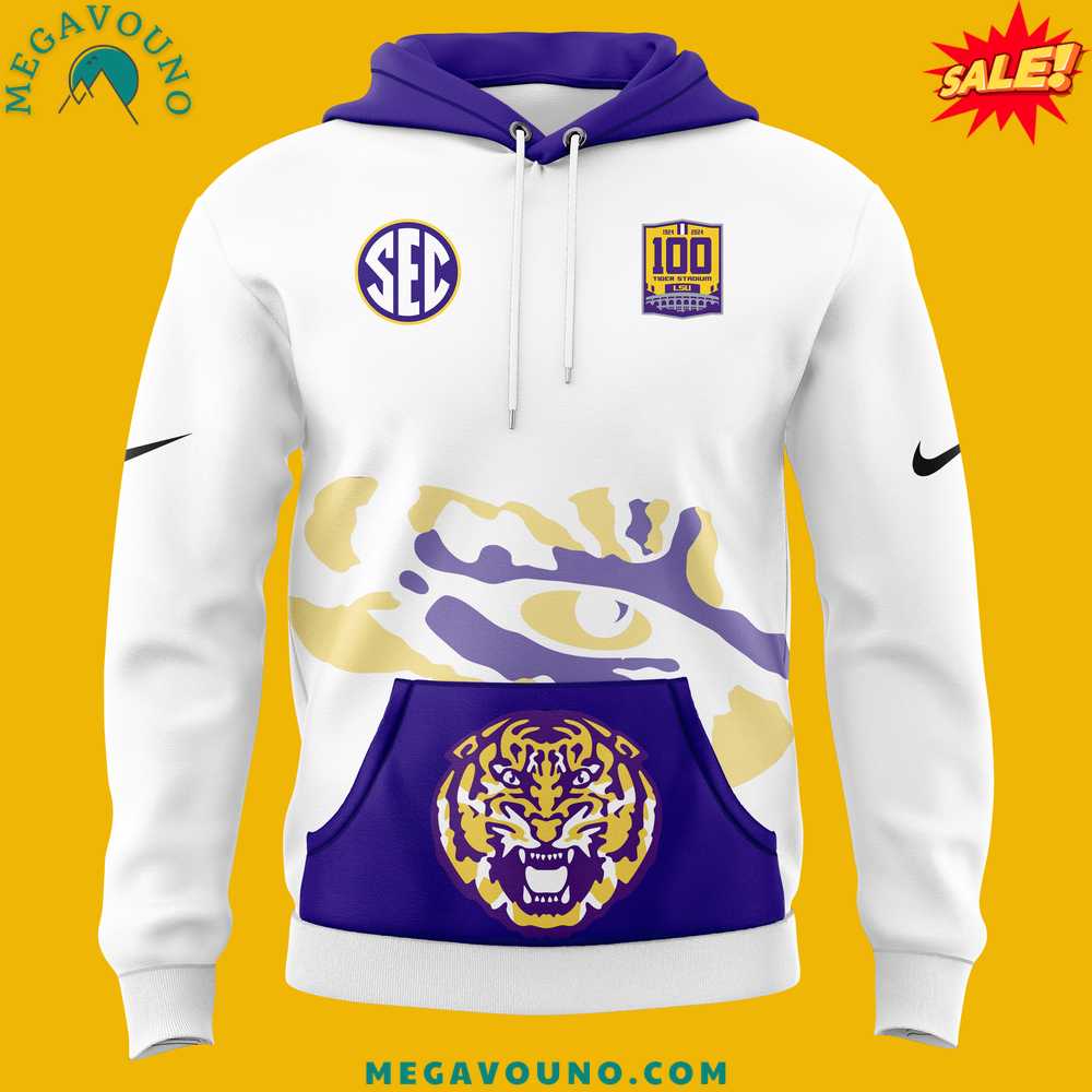 LSU Tigers 100 Years in Tiger Stadium Scratch Hoodie