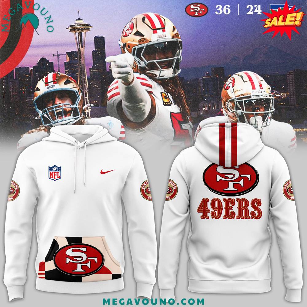 Men’s White San Francisco 49ers Throwback 2024 Hoodie