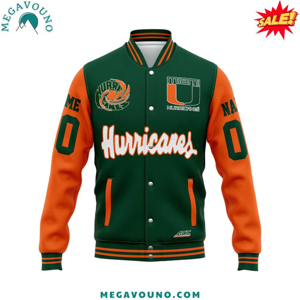 Miami Hurricanes 2024 Custom Name Baseball Jacket