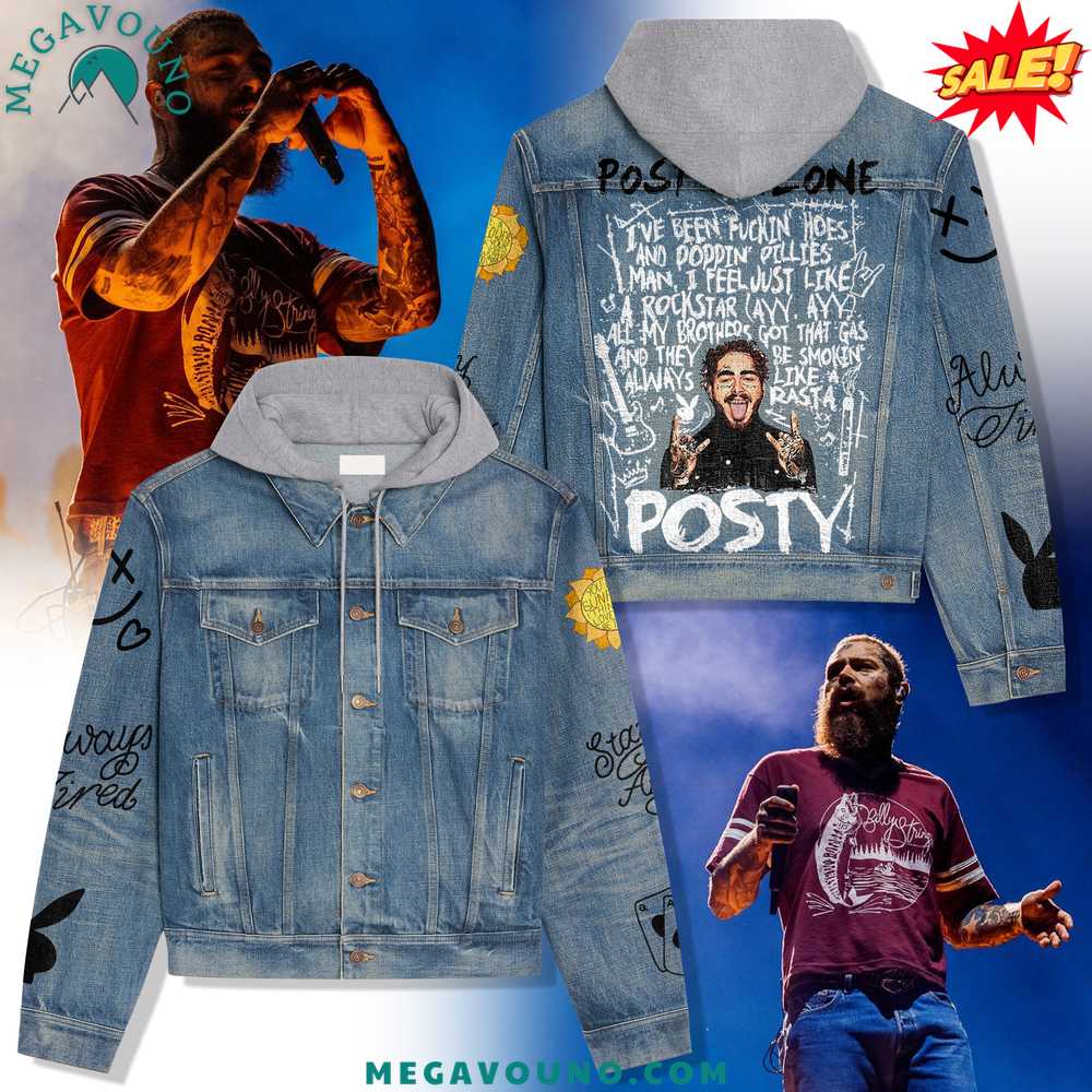 Post Malone 2024 Hooded Denim Jacket