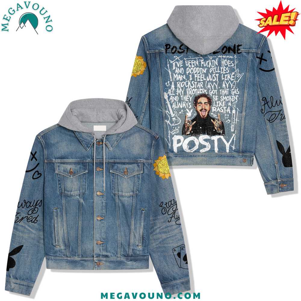 Post Malone 2024 Hooded Denim Jacket