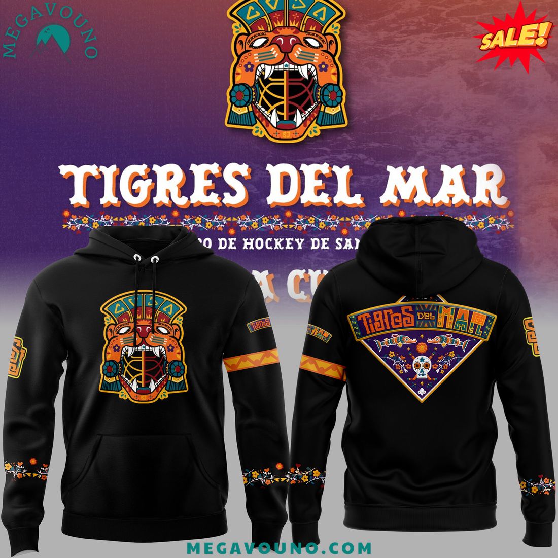 San Jose Sharks x Tigres Del Mar 2024 Pullover Black Hoodie