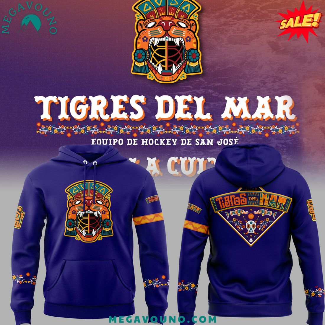 San Jose Sharks x Tigres Del Mar 2024 Pullover Hoodie