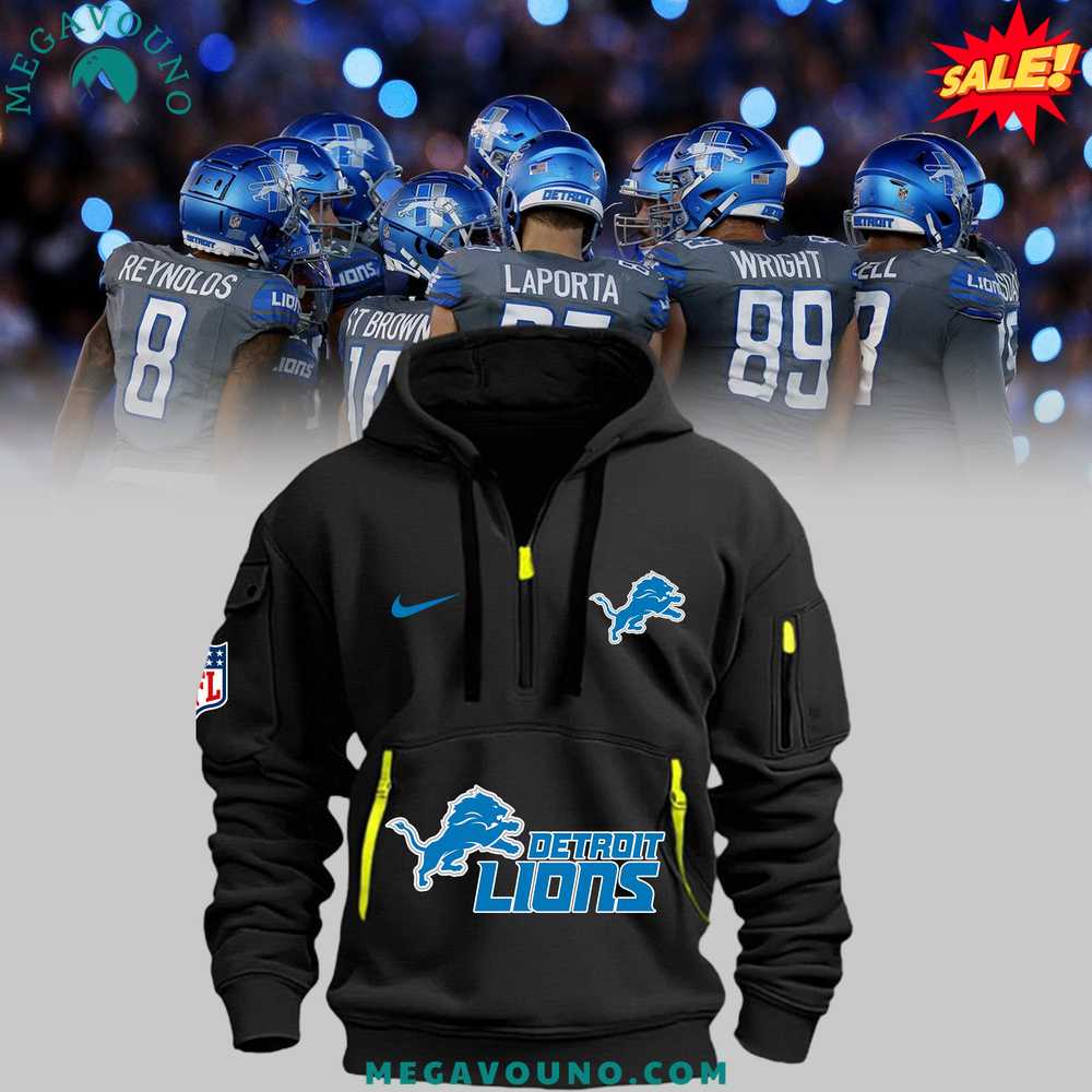 Special Detroit Lions Black Half Zip Hoodie