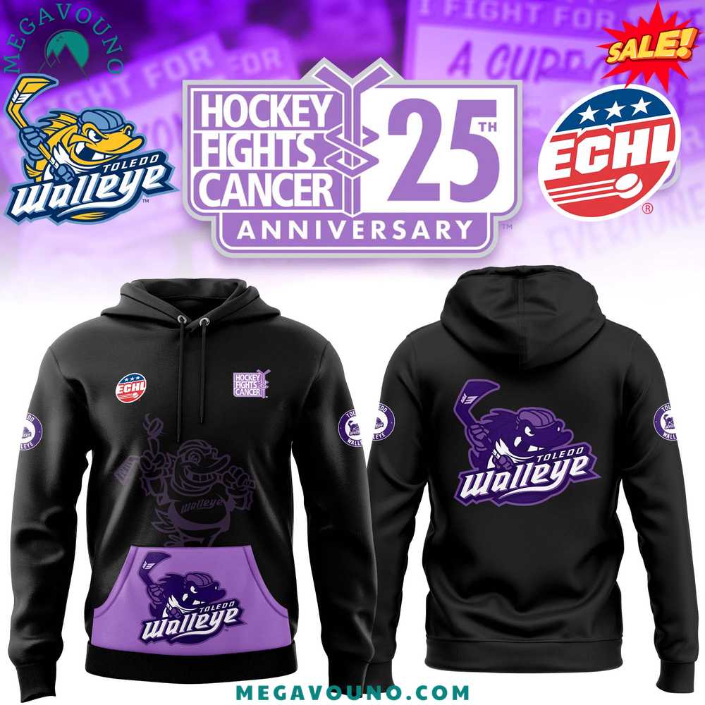 Toledo Walleye x Hockey Fight Cancer 2024 Hoodie