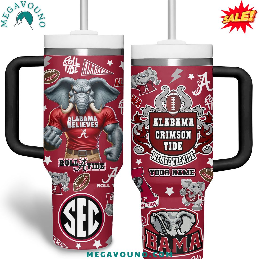 Alabama Crimson Tide 2024 Custom Name Handle Tumbler