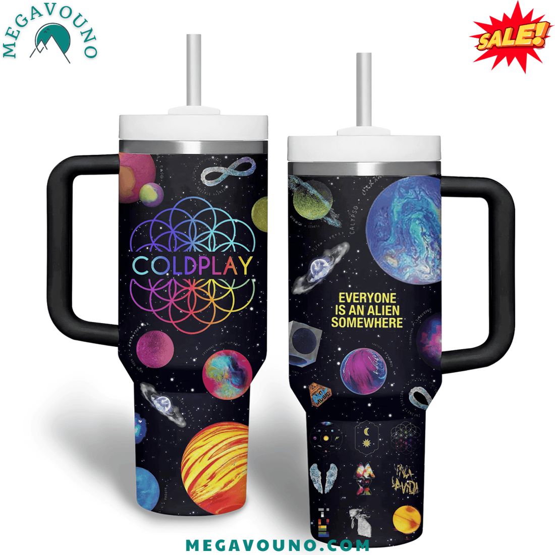 Coldplay Sphere World Tour Handle Tumbler