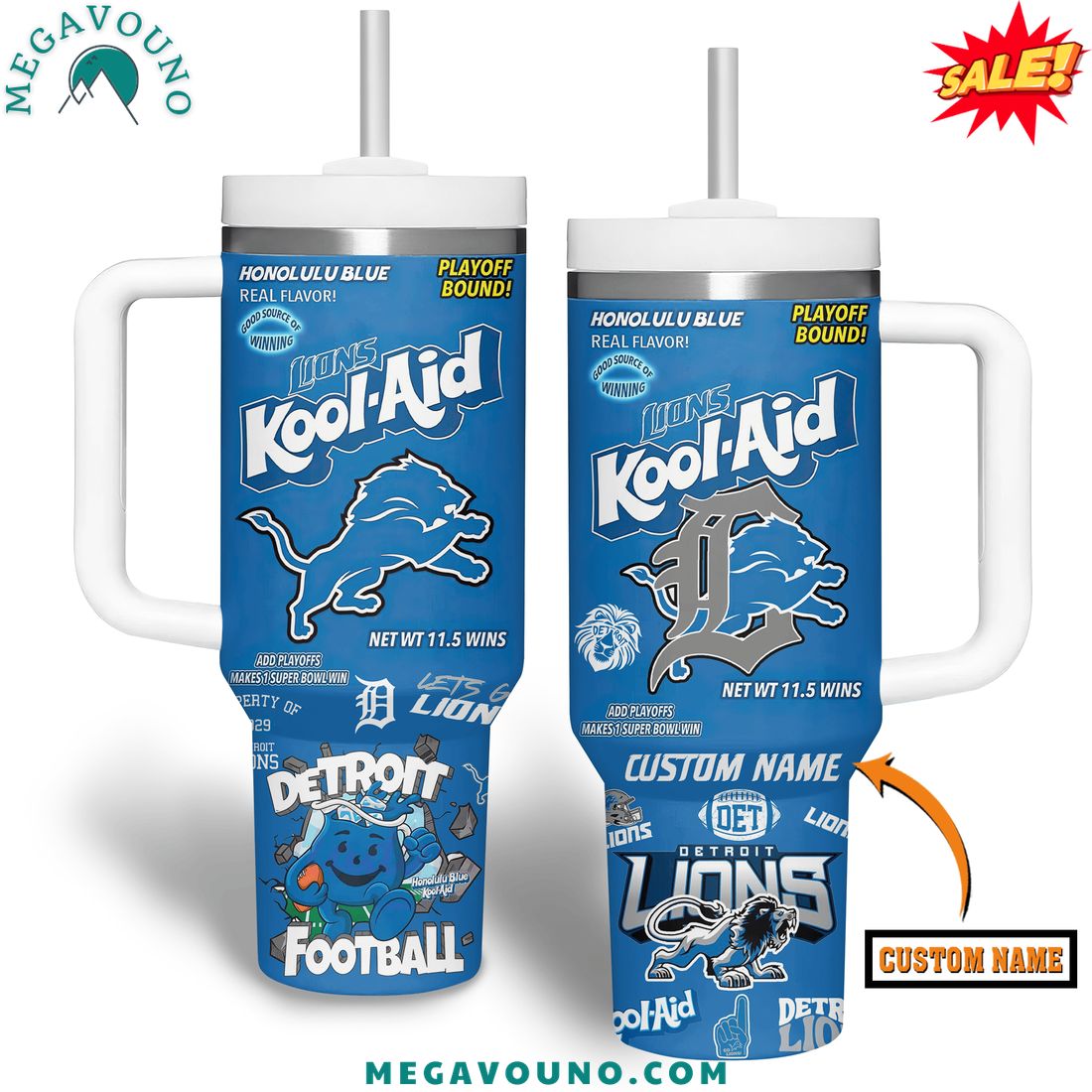 Detroit Lions 2024 Custom Name Handle Tumbler