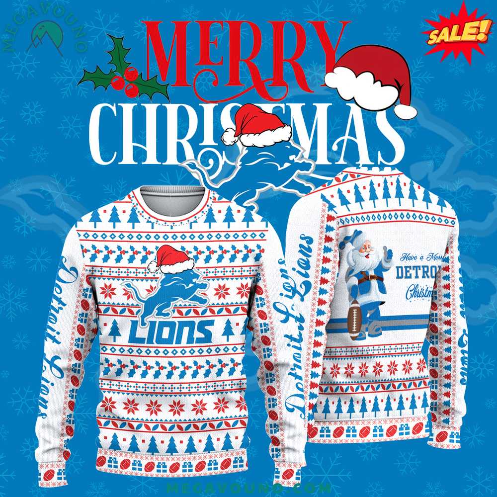 Detroit Lions Merry Christmas 2024 Knitted Sweater