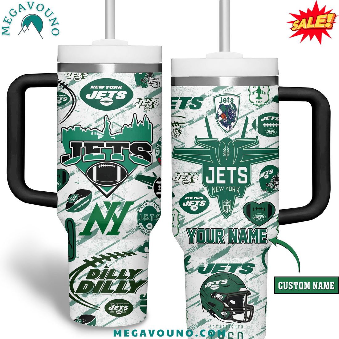 New York Jets 2024 Custom Name Handle Tumbler