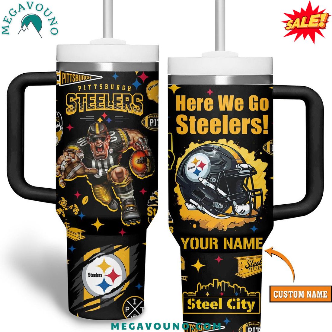 Pittsburgh Steelers 2024 Custom Name Handle Tumbler