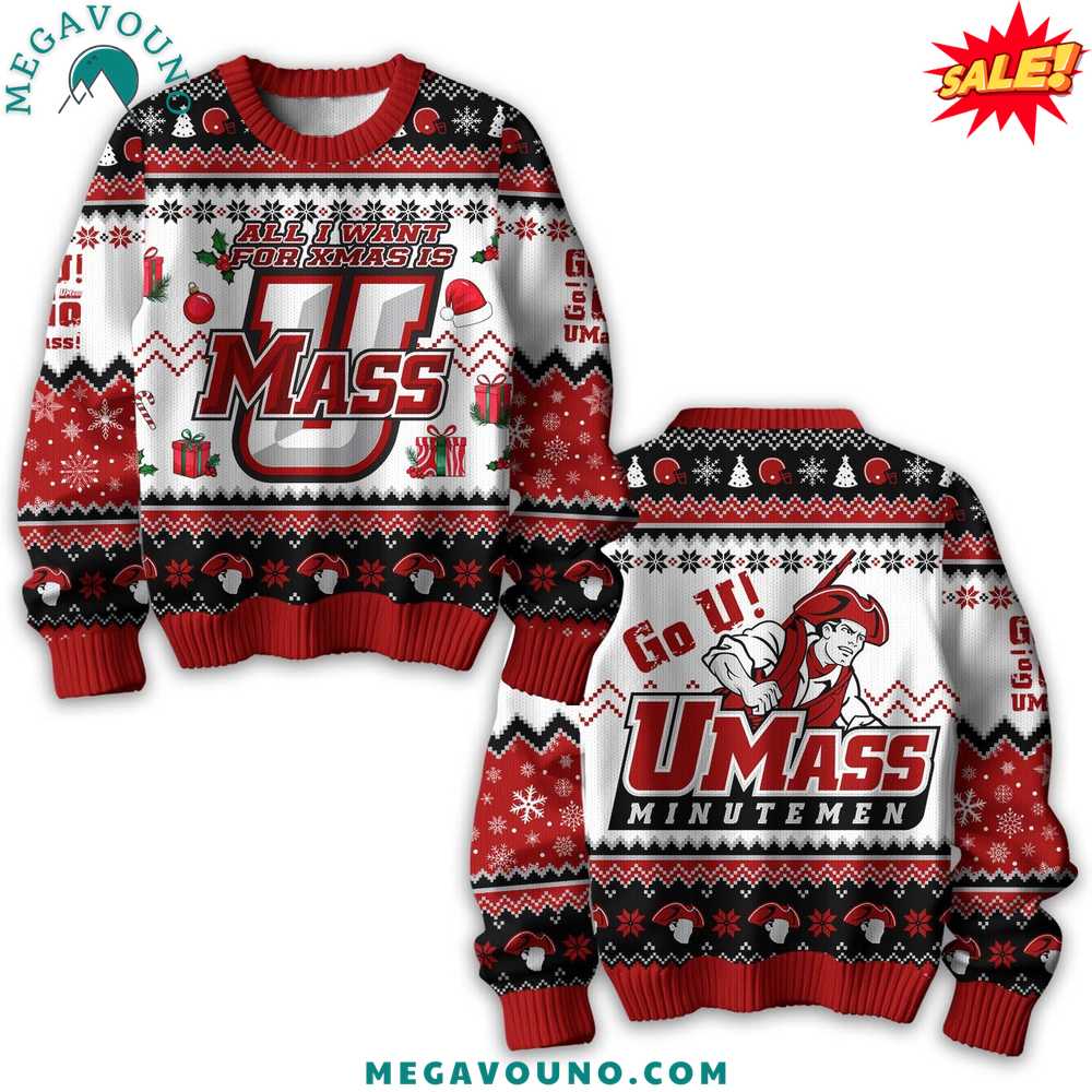 UMass Minutemen All I Want For Christmas Is Umass Sweater