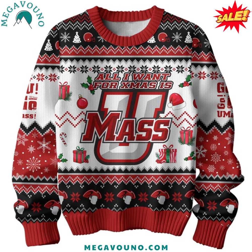 UMass Minutemen All I Want For Christmas Is Umass Sweater