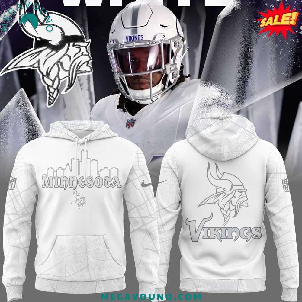 Limited Edition Minnesota Vikings White Hoodie 2024