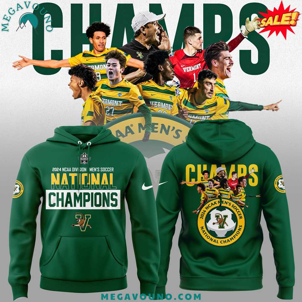 Limited Edition UVM Mens Soccer 2024 College Cup National Champions Hoodie