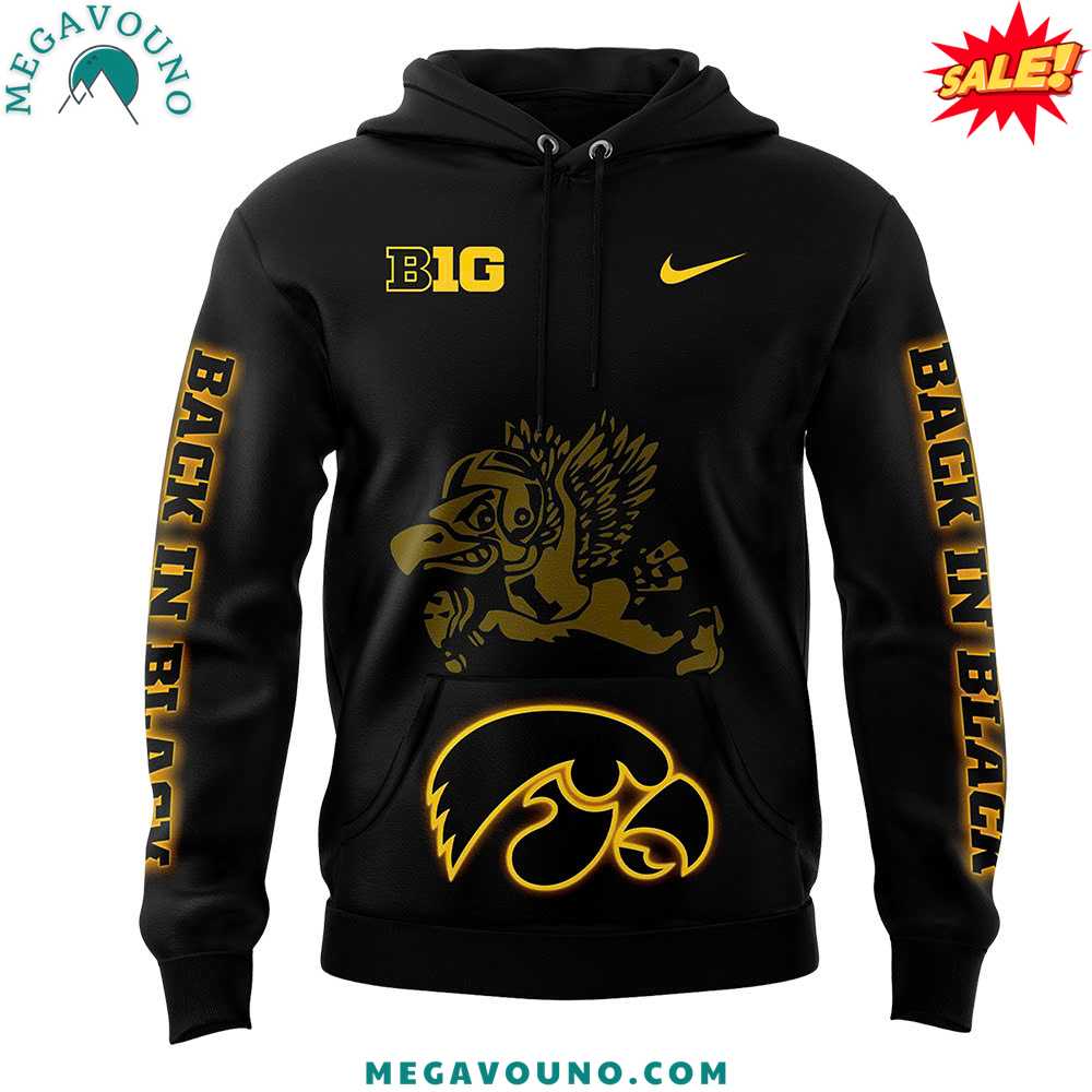 Nike Back In Black Iowa Hawkeye Football Club Fleece Hoodie